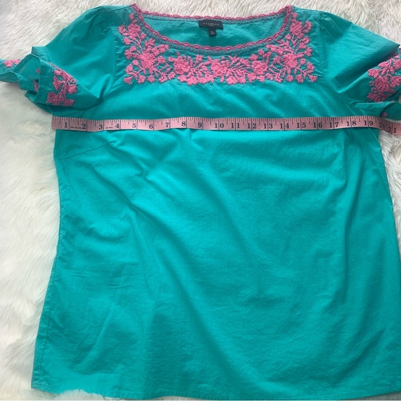 Talbots  EMBROIDERED‎ FLUTTER-SLEEVE TOP Size M - Picture 7 of 13